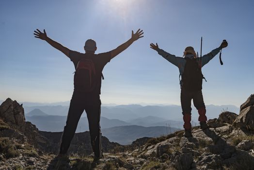 happy and joyful mountaineers