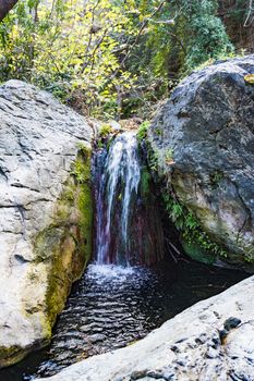 Small Waterfall in the gorge of Richtis at winter - Crete, Greece.