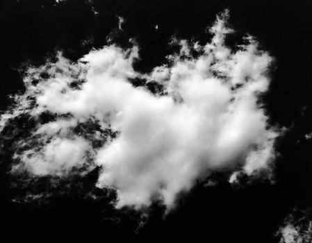 Isolated white clouds on black sky background. Cloud. Black Sky