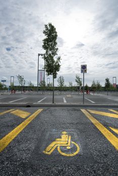 indication of a parking space for disabled people