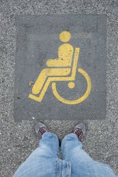 indication of a parking space for disabled people