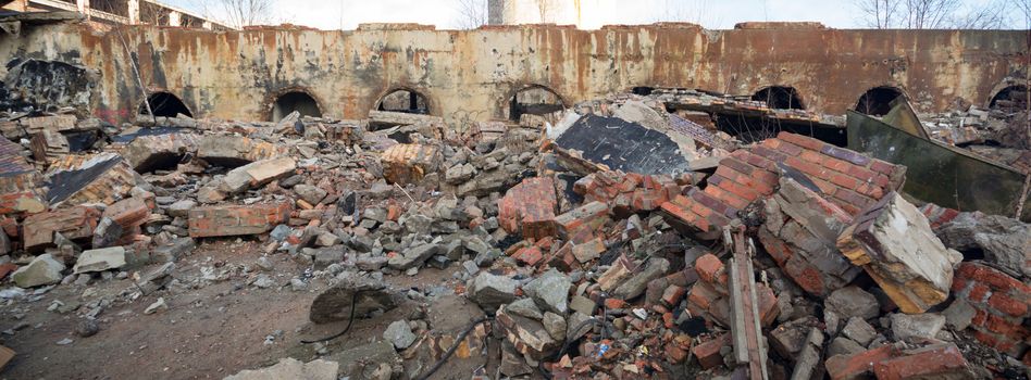 ruins of a very heavily polluted industrial factory, industrial series