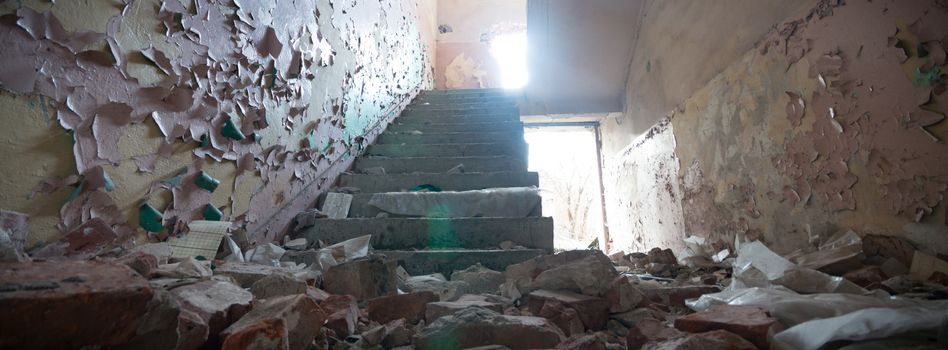 ruins of a very heavily polluted industrial factory, industrial series