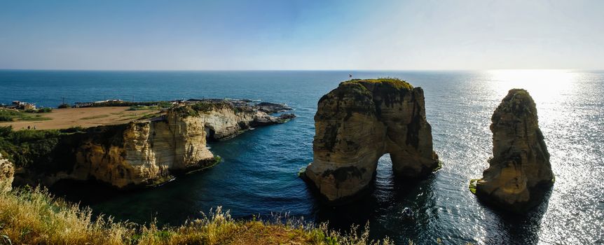 Panorama View to Raouche or Pigeon Rock, Beirut, Lebanon