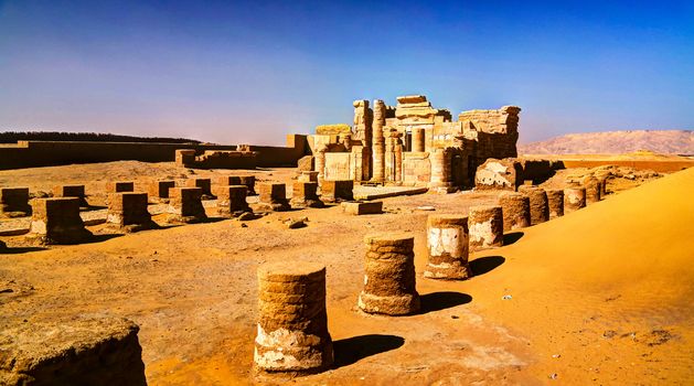 Ruins of Deir el-Haggar temple at Kharga oasis, Egypt