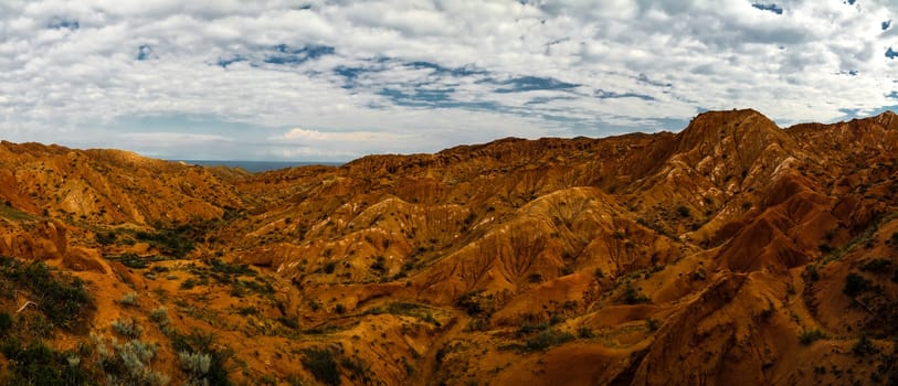 Panorama of Skazka aka Fairytale canyon, Issyk-Kul, Kyrgyzstan