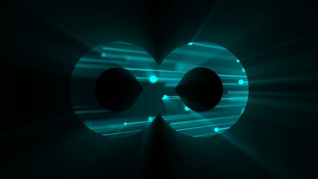 Abstract background with futuristic infinity sign. Digital background. 3d rendering