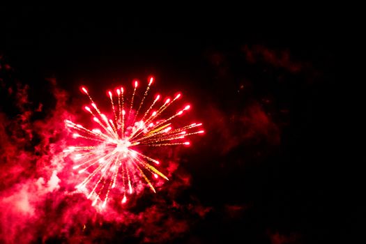 fireworks explosion of color on a dramatic black background focus