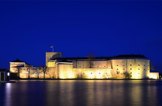 Vaxholms Castle in night