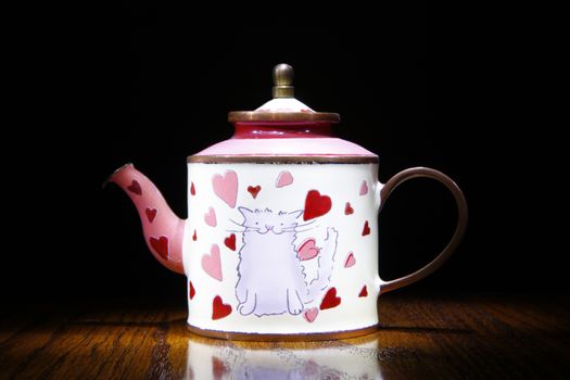porcelain teapot studio quality black background