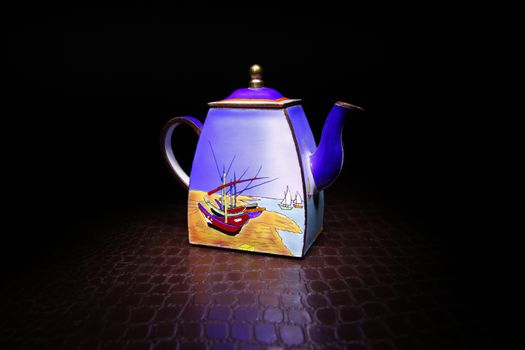 porcelain teapot studio quality black background