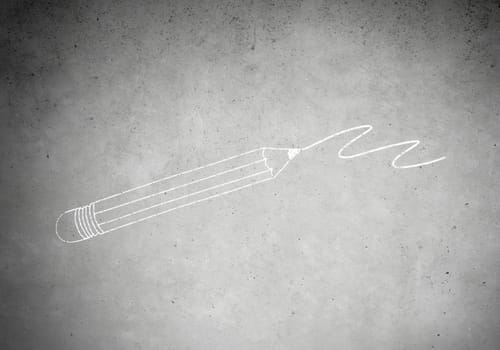 Background conceptual image with draw pencil on wall