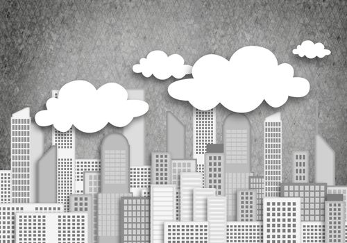 Conceptual vector image with buildings and skyscrapes 