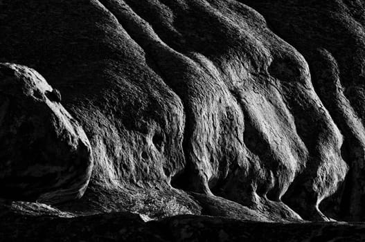 Early morning view of rocks at Ameib in Namibia. Monochrome