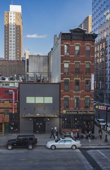 Restaurant on a corner street of New York city