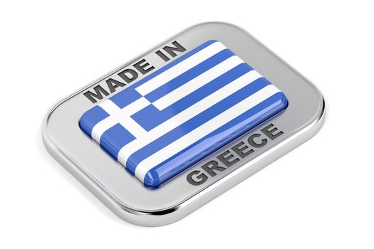 Made in Greece, shiny badge on white background