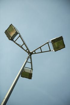 a street lighting pole taken from below