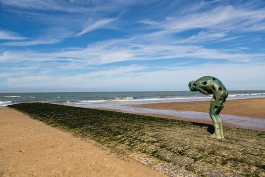 The sculpture Tomorrow Man Made By The Sea of  Catherine François in Knokke-Heist, Belgium