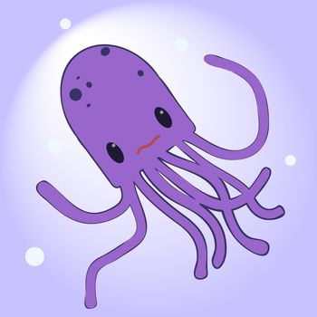 Funny cute cartoon octopus. illustration. Sea animal