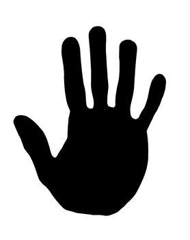 Black man hand print isolated on white background
