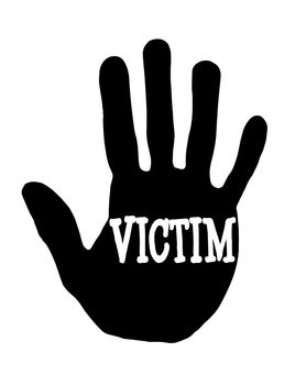 Man handprint isolated on white background showing stop victim