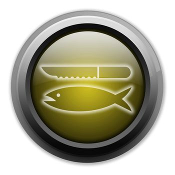 Icon, Button, Pictogram with Fish Cleaning symbol