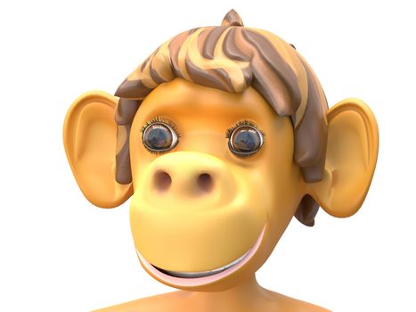 3D Illustration of a Surprised Monkey on White Background