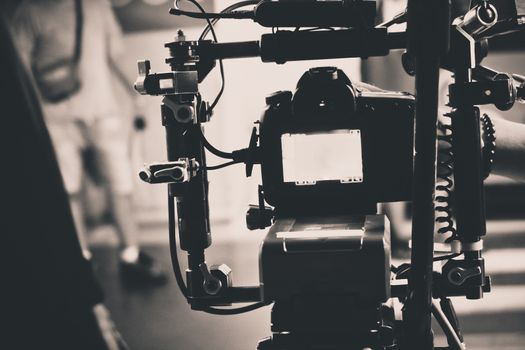 detail of professional camera equipment, film production studio