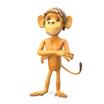 3D Illustration an Important Monkey on White Background