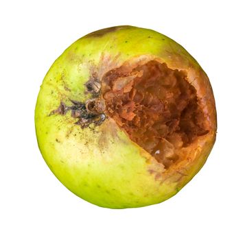 An Isolated Rotten Green Apple On A White Background