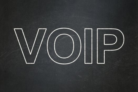 Web design concept: text VOIP on Black chalkboard background