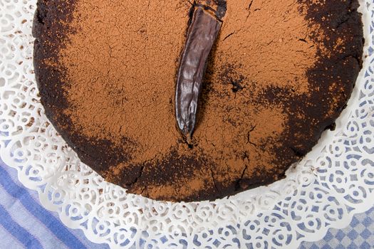 Homemade carob bean cake traditional of Portuguese cuisine.