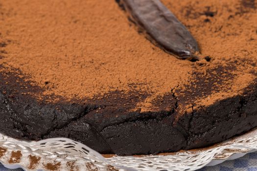 Homemade carob bean cake traditional of Portuguese cuisine.