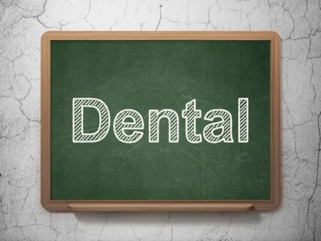 Health concept: text Dental on Green chalkboard on grunge wall background, 3D rendering