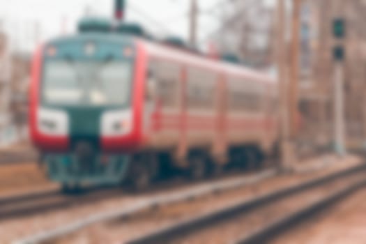 Passenger train - soft lens bokeh image. Defocused background