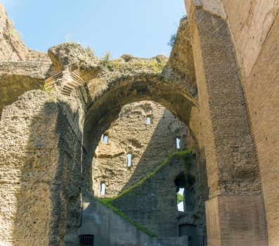 Baths of Caracalla, ancient ruins of roman public thermae built by Emperor Caracalla in Rome, Italy
