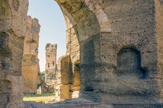 Baths of Caracalla, ancient ruins of roman public thermae built by Emperor Caracalla in Rome, Italy