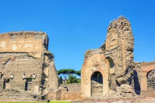 Baths of Caracalla, ancient ruins of roman public thermae built by Emperor Caracalla in Rome, Italy
