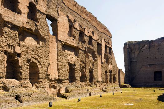 Baths of Caracalla, ancient ruins of roman public thermae built by Emperor Caracalla in Rome, Italy