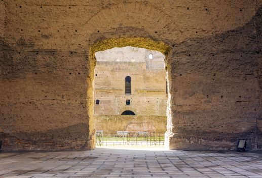Baths of Caracalla, ancient ruins of roman public thermae built by Emperor Caracalla in Rome, Italy