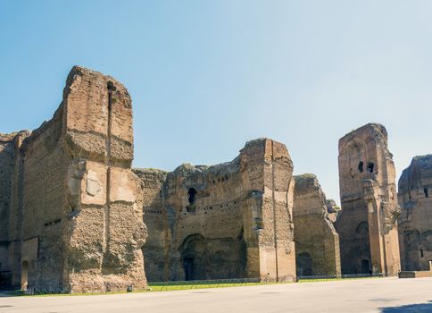 Baths of Caracalla, ancient ruins of roman public thermae built by Emperor Caracalla in Rome, Italy