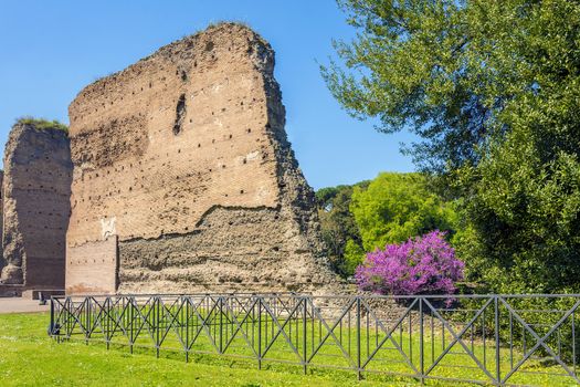 Baths of Caracalla, ancient ruins of roman public thermae built by Emperor Caracalla in Rome, Italy