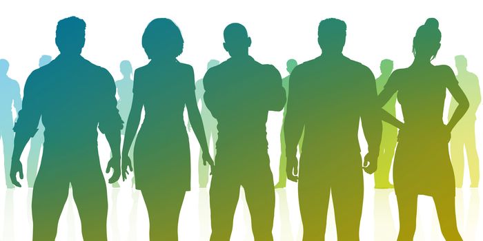 Business People Standing as a Corporate Silhouette Concept