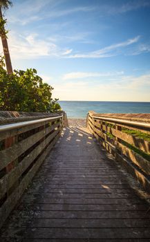 Boardwalk leading down to Vanderbilt Beach in Naples, Florida, USA