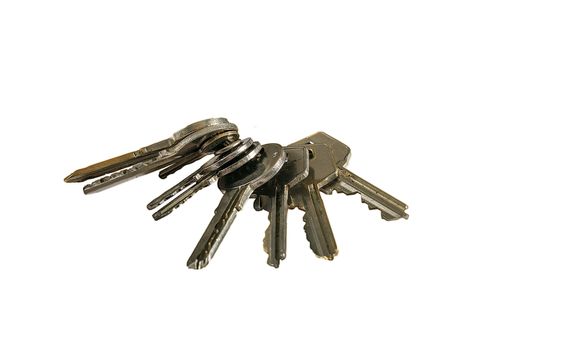 isolated group of iron house keys