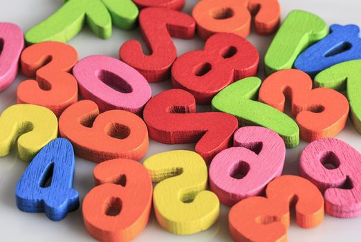 Group of colored wooden numbers