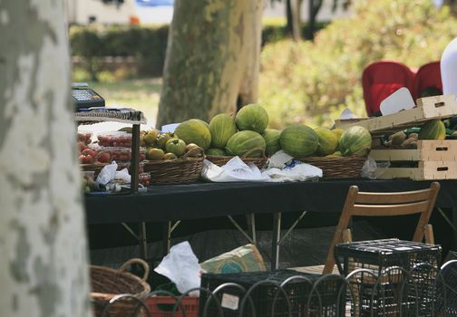 Fruit market in a street of Barcelona