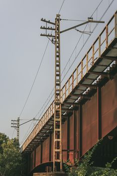 Oxid iron train bridge in Gelida, Barcelona,Spain