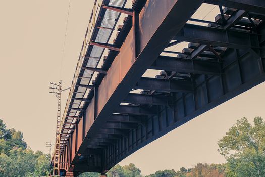 Oxid iron train bridge in Gelida, Barcelona,Spain