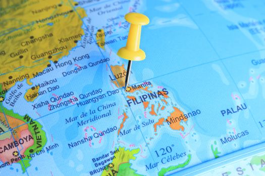 philippines pinned on a map of Asia